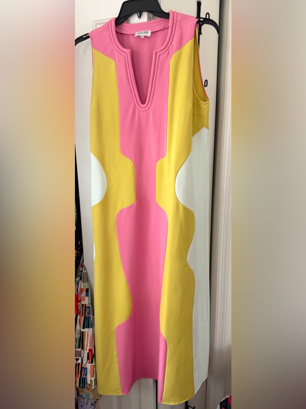CROSBY by Mollie Burch Pink, Yellow & White Colorblock Maxi Dress